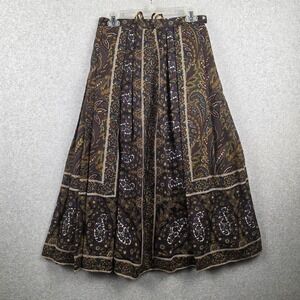 Vintage Wenger Austrian Style Skirt Womens 38 Brown Wool Paisley Midi 80s